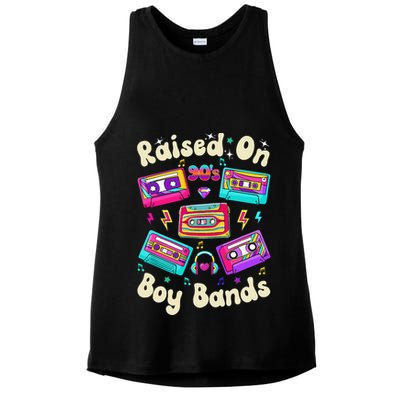 Raised On 90s Boy Bands Cassette Tape Retro Ladies PosiCharge Tri-Blend Wicking Tank