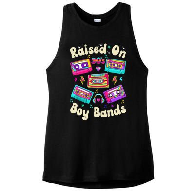 Raised On 90s Boy Bands Cassette Tape Retro Ladies PosiCharge Tri-Blend Wicking Tank