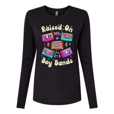 Raised On 90s Boy Bands Cassette Tape Retro Womens Cotton Relaxed Long Sleeve T-Shirt