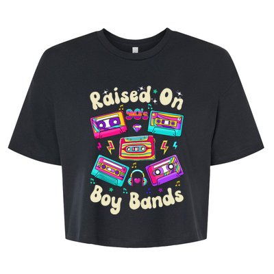 Raised On 90s Boy Bands Cassette Tape Retro Bella+Canvas Jersey Crop Tee