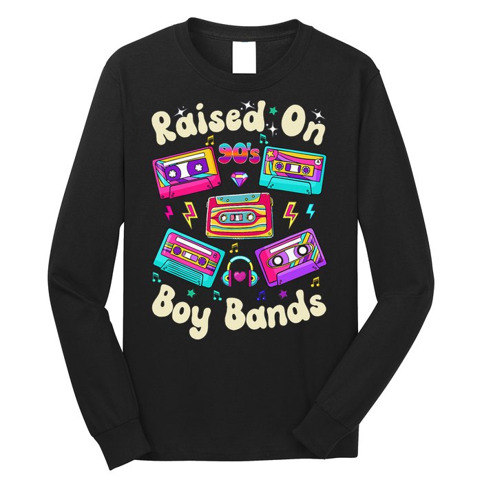 Raised On 90s Boy Bands Cassette Tape Retro Long Sleeve Shirt