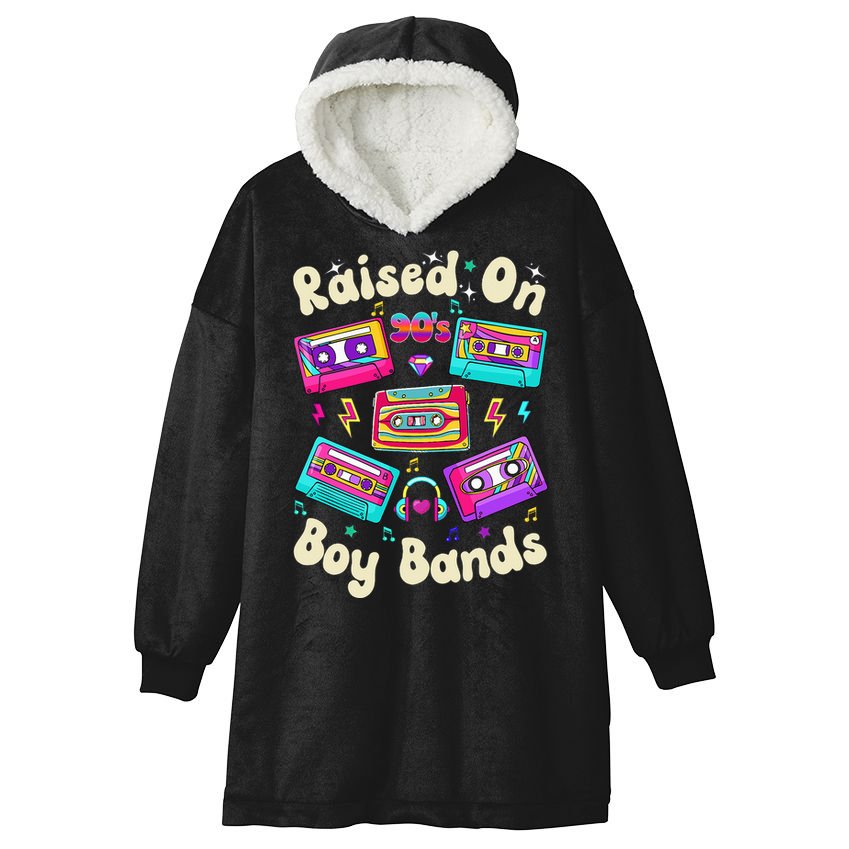 Raised On 90s Boy Bands Cassette Tape Retro Hooded Wearable Blanket