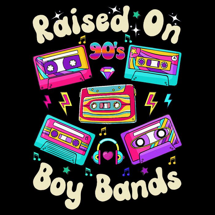 Raised On 90s Boy Bands Cassette Tape Retro 7-Panel Snapback Hat