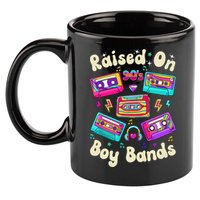 Raised On 90s Boy Bands Cassette Tape Retro 11oz C Handle Ceramic Mug