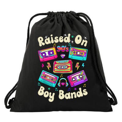 Raised On 90s Boy Bands Cassette Tape Retro Drawstring Bag