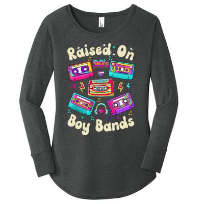 Raised On 90s Boy Bands Cassette Tape Retro Women's Perfect Tri Tunic Long Sleeve Shirt