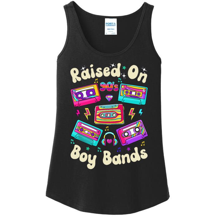 Raised On 90s Boy Bands Cassette Tape Retro Ladies Essential Tank