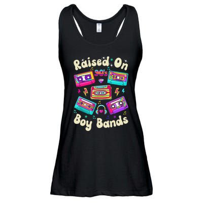 Raised On 90s Boy Bands Cassette Tape Retro Ladies Essential Flowy Tank