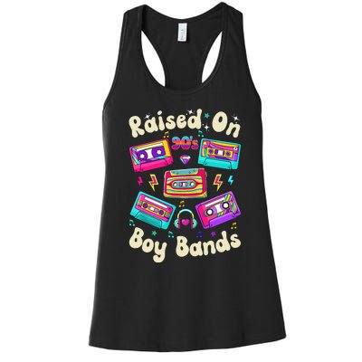 Raised On 90s Boy Bands Cassette Tape Retro Women's Racerback Tank