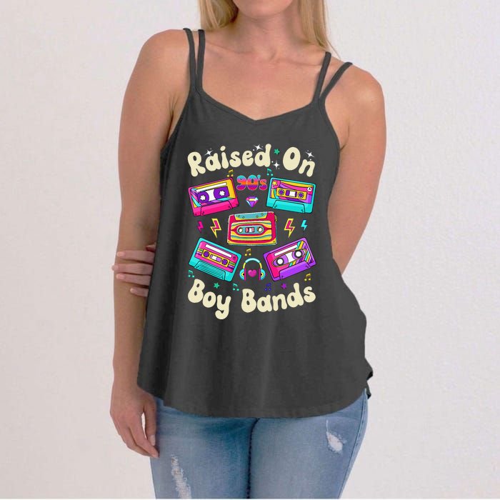 Raised On 90s Boy Bands Cassette Tape Retro Women's Strappy Tank