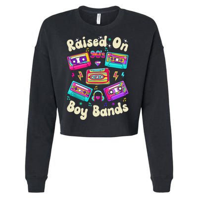 Raised On 90s Boy Bands Cassette Tape Retro Cropped Pullover Crew