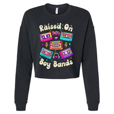 Raised On 90s Boy Bands Cassette Tape Retro Cropped Pullover Crew