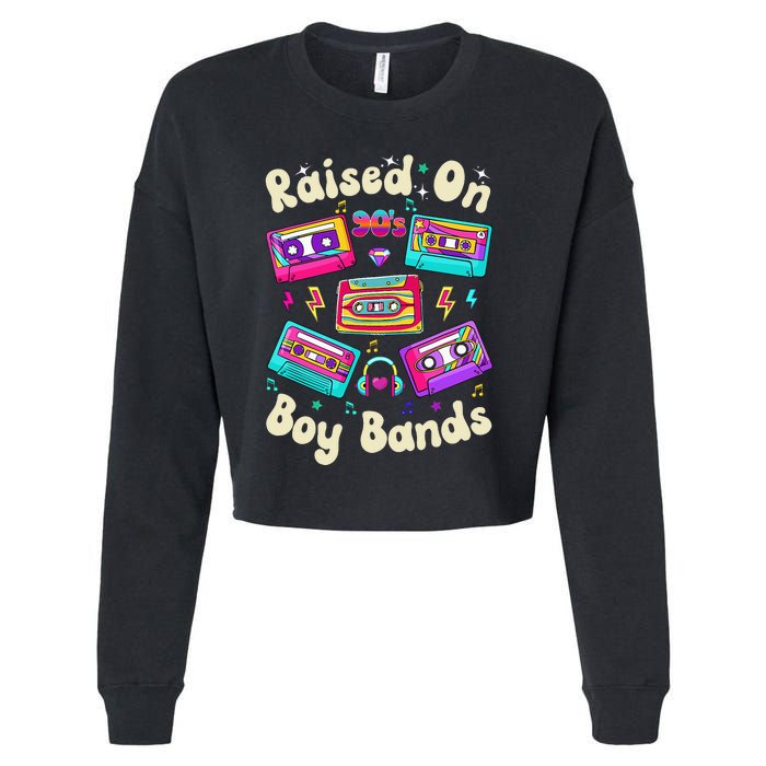 Raised On 90s Boy Bands Cassette Tape Retro Cropped Pullover Crew