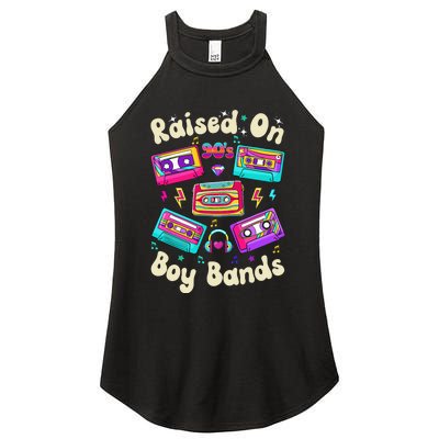 Raised On 90s Boy Bands Cassette Tape Retro Women's Perfect Tri Rocker Tank