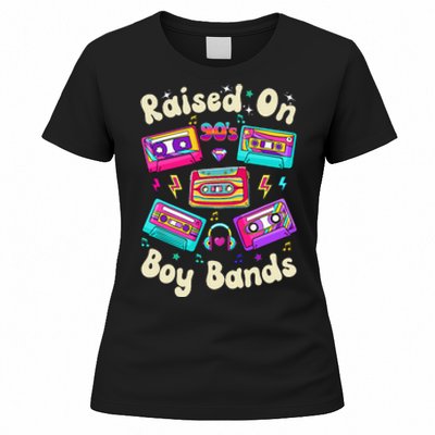 Raised On 90s Boy Bands Cassette Tape Retro Women's T-Shirt