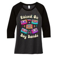 Raised On 90s Boy Bands Cassette Tape Retro Women's Tri-Blend 3/4-Sleeve Raglan Shirt