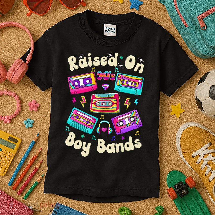 Raised On 90s Boy Bands Cassette Tape Retro Kids T-Shirt
