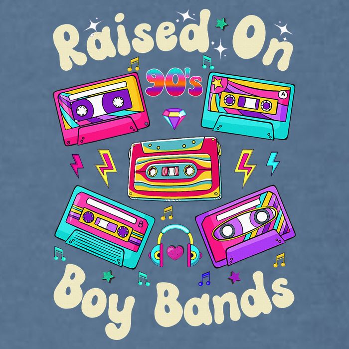 Raised On 90s Boy Bands Cassette Tape Retro Garment-Dyed Sweatshirt