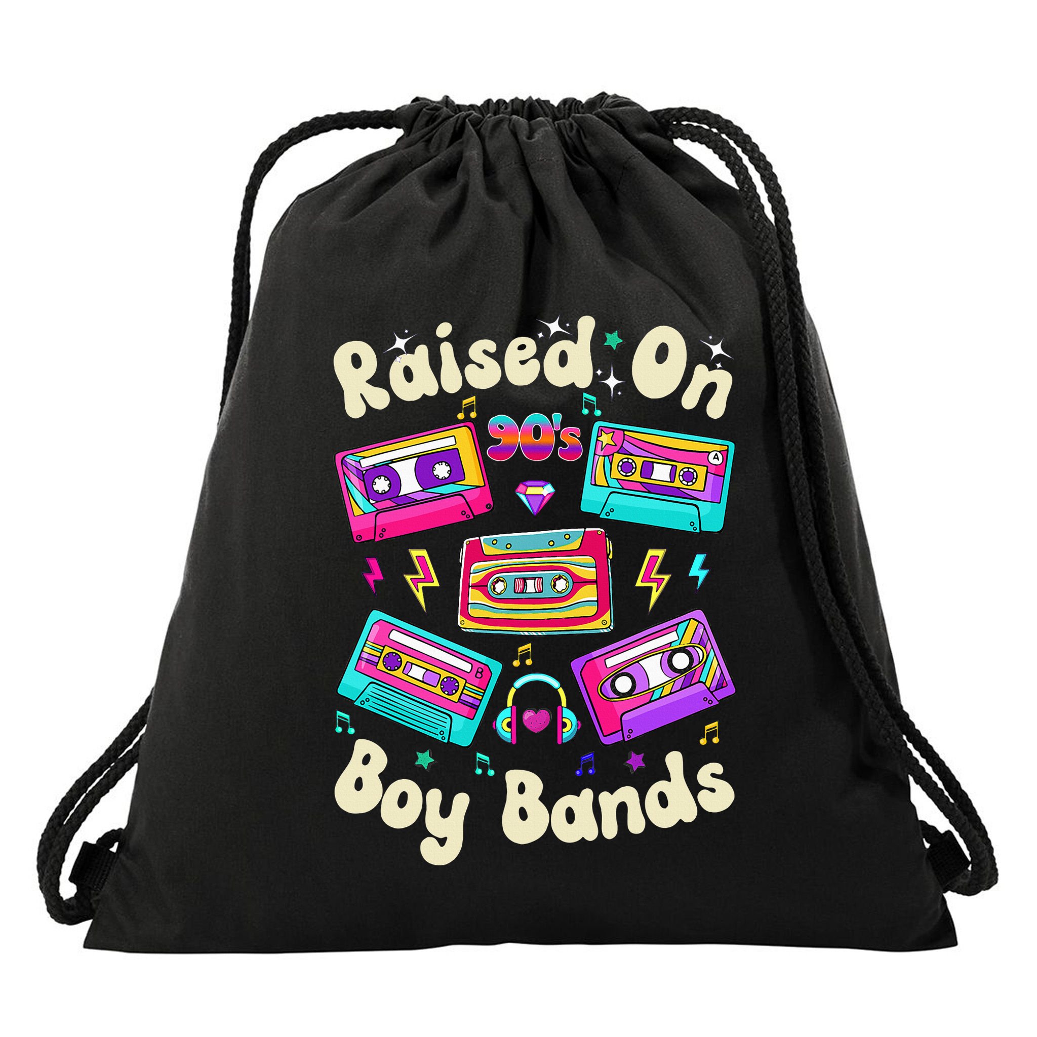 Raised On 90s Boy Bands Cassette Tape Drawstring Bag