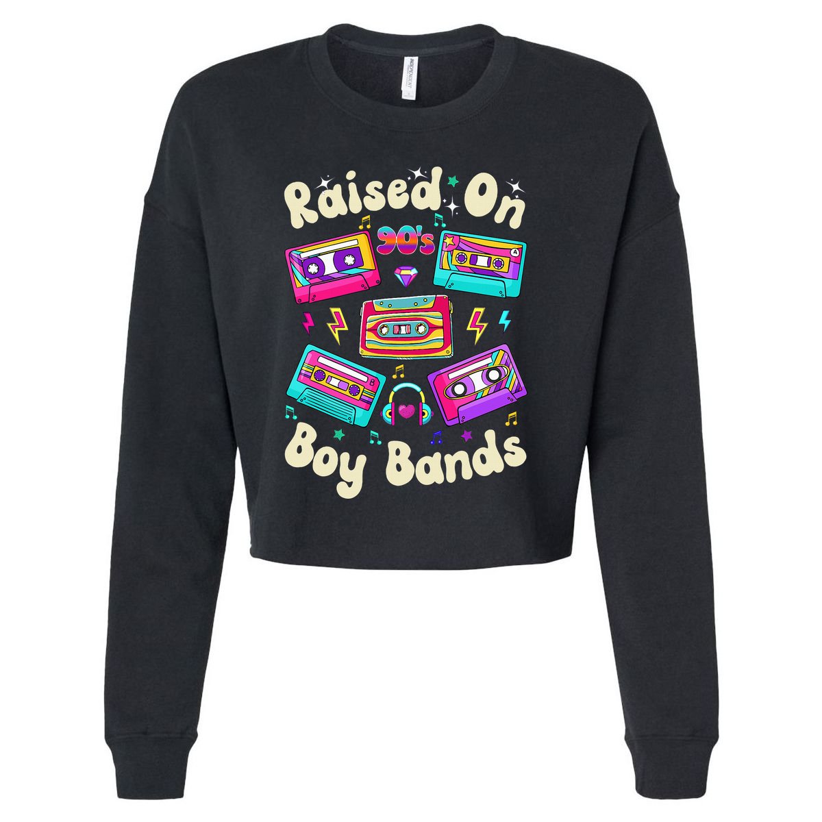 Raised On 90s Boy Bands Cassette Tape Cropped Pullover Crew