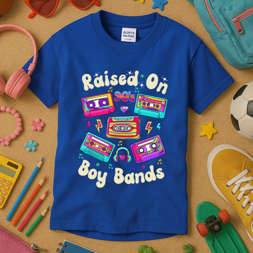 Raised On 90s Boy Bands Cassette Tape Kids T-Shirt