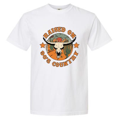 Raised On 90s Country Cow Skull Southern Western Garment-Dyed Heavyweight T-Shirt