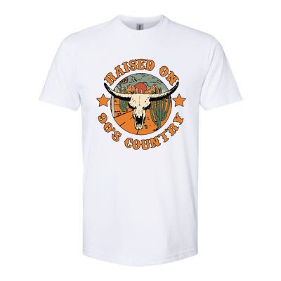 Raised On 90s Country Cow Skull Southern Western Softstyle® CVC T-Shirt