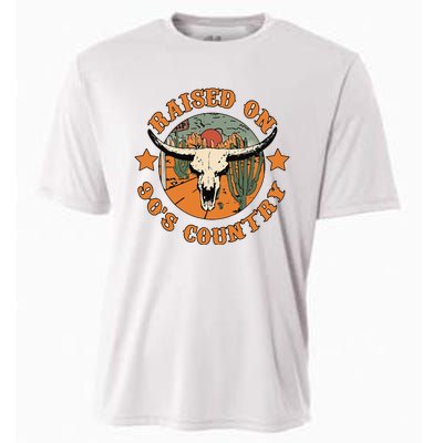 Raised On 90s Country Cow Skull Southern Western Cooling Performance Crew T-Shirt