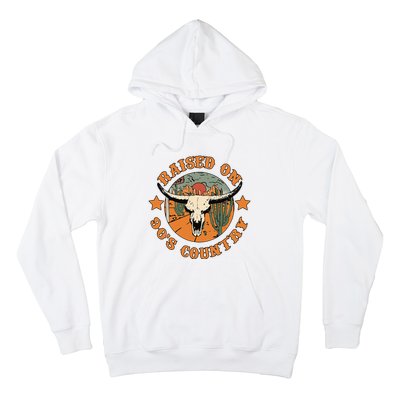 Raised On 90s Country Cow Skull Southern Western Hoodie