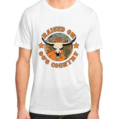 Raised On 90s Country Cow Skull Southern Western Adult ChromaSoft Performance T-Shirt