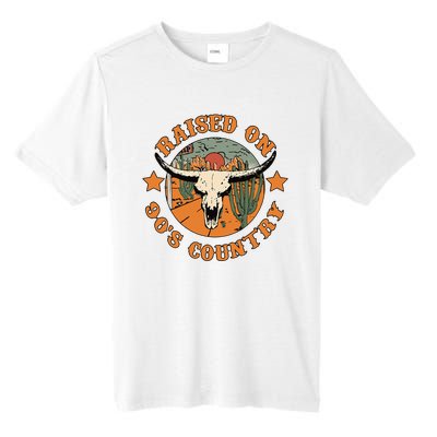 Raised On 90s Country Cow Skull Southern Western Tall Fusion ChromaSoft Performance T-Shirt