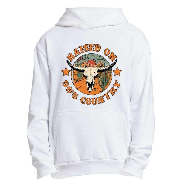 Raised On 90s Country Cow Skull Southern Western Urban Pullover Hoodie