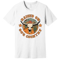 Raised On 90s Country Cow Skull Southern Western Premium T-Shirt