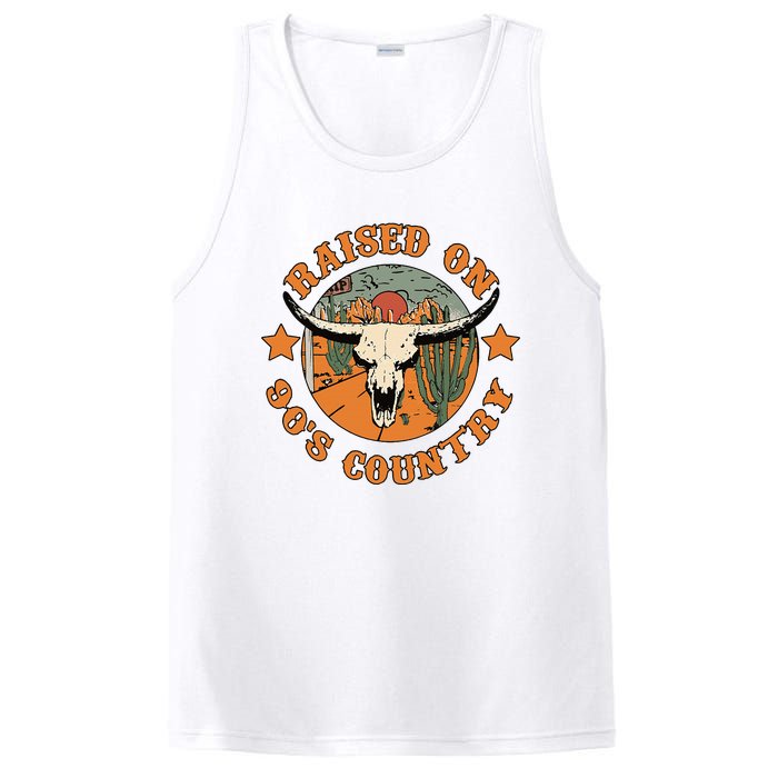 Raised On 90s Country Cow Skull Southern Western PosiCharge Competitor Tank