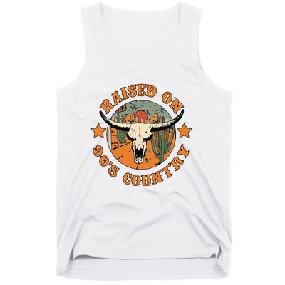 Raised On 90s Country Cow Skull Southern Western Tank Top