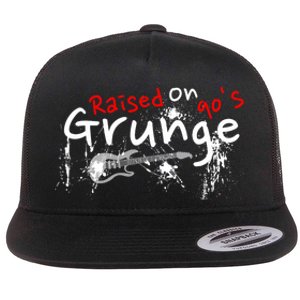 Raised On 90S Grunge Rock Music Lover Flat Bill Trucker Hat