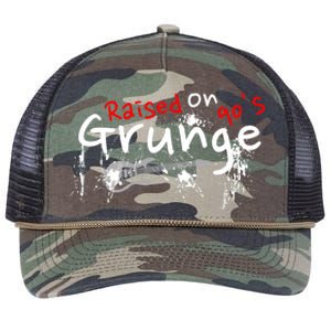 Raised On 90S Grunge Rock Music Lover Retro Rope Trucker Hat Cap