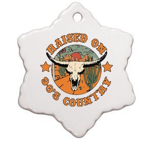 Raised On 90s Country Cow Skull Southern Western Ceramic Star Ornament