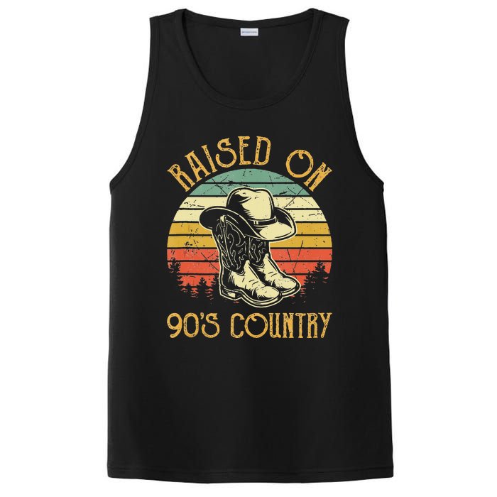 Raised On 90s Country Music Vintage Cowgirl Western PosiCharge Competitor Tank