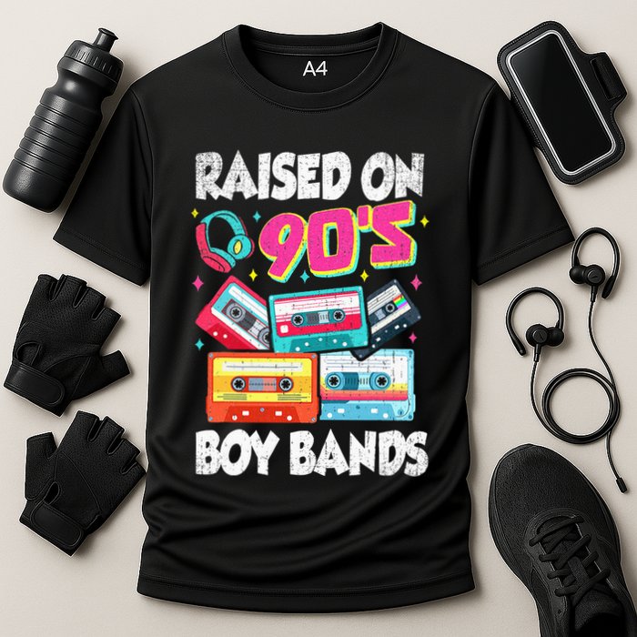 Raised On 90s Boy Bands Cassette Tape Retro Cooling Performance Crew T-Shirt