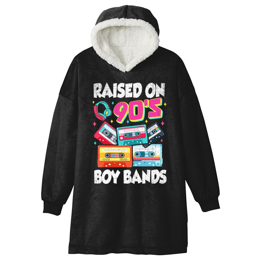 Raised On 90s Boy Bands Cassette Tape Retro Hooded Wearable Blanket