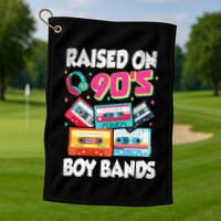 Raised On 90s Boy Bands Cassette Tape Retro Golf Towel