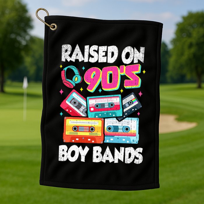 Raised On 90s Boy Bands Cassette Tape Retro Golf Towel