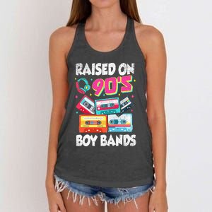 Raised On 90s Boy Bands Cassette Tape Retro Women's Knotted Racerback Tank