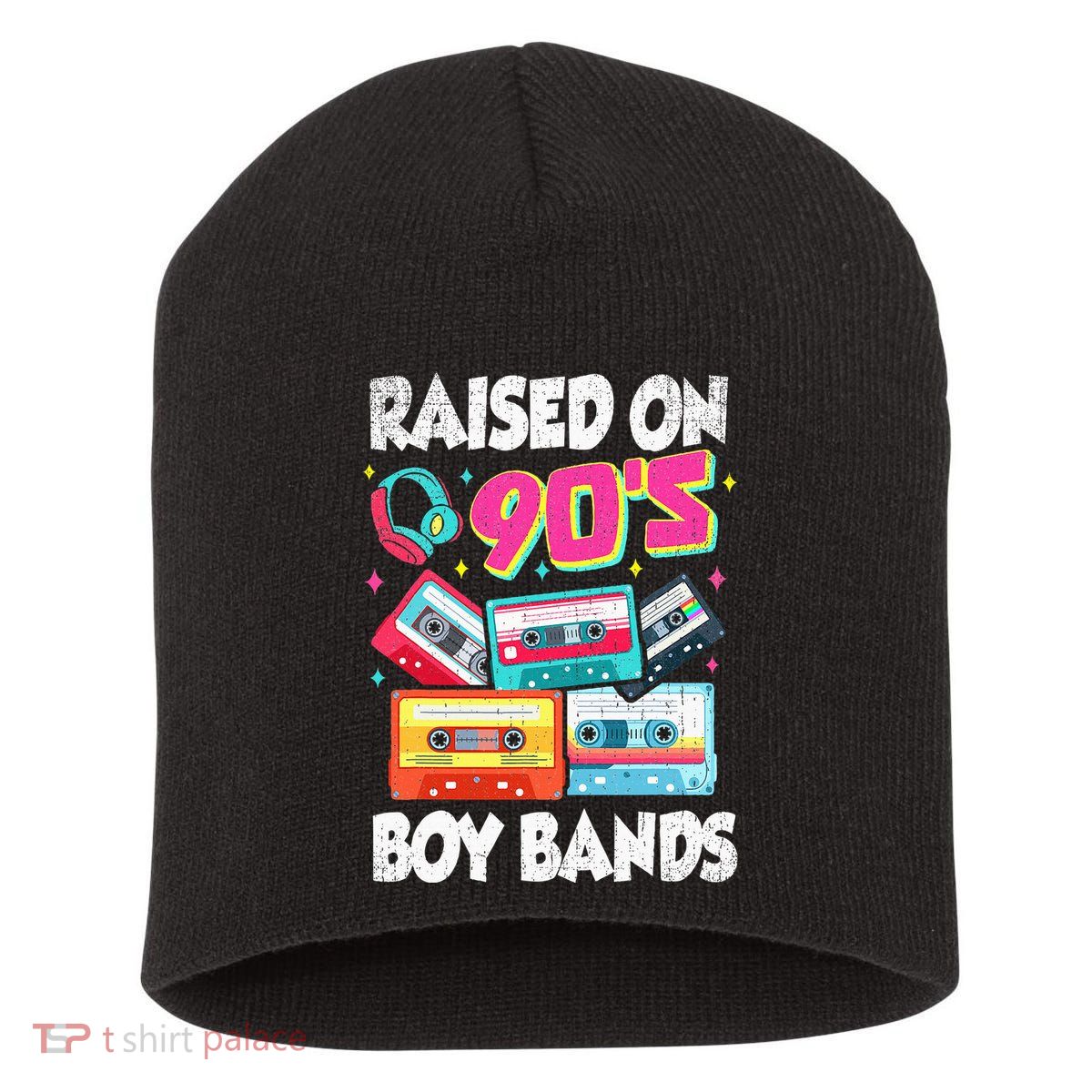 Raised On 90s Boy Bands Cassette Tape Retro Short Acrylic Beanie
