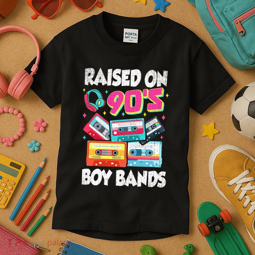 Raised On 90s Boy Bands Cassette Tape Retro Kids T-Shirt