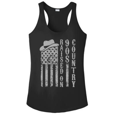 Raised On 90s Country Music  Country Concert Outfit Ladies PosiCharge Competitor Racerback Tank