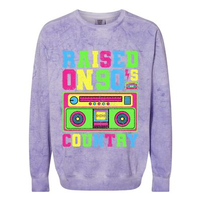 Raised On 90s Country Music  Country Concert Outfit Colorblast Crewneck Sweatshirt