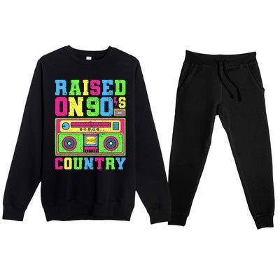 Raised On 90s Country Music  Country Concert Outfit Premium Crewneck Sweatsuit Set