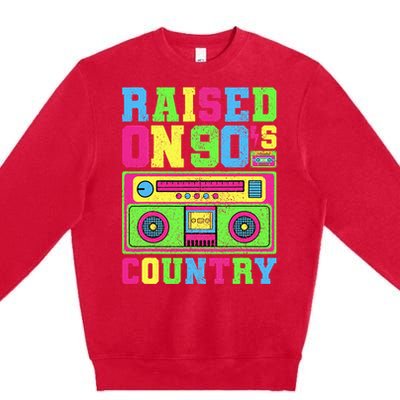 Raised On 90s Country Music  Country Concert Outfit Premium Crewneck Sweatshirt